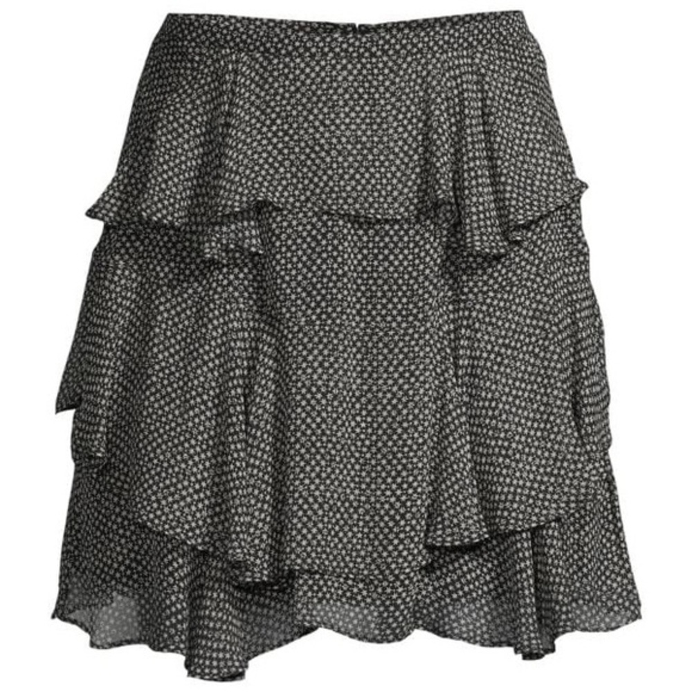 BAILEY44 Black Ruffle Mini Skirt Star Boho Print Size small